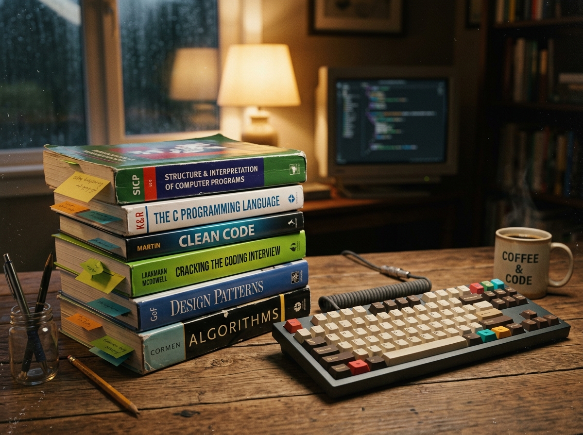 Tech books and keyboard